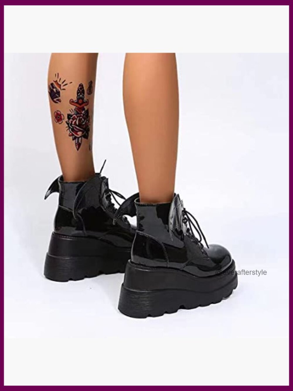 Women Chunky Heel Platform Gothic Ankle Boots with Side Zipper - Picture 4 of 6